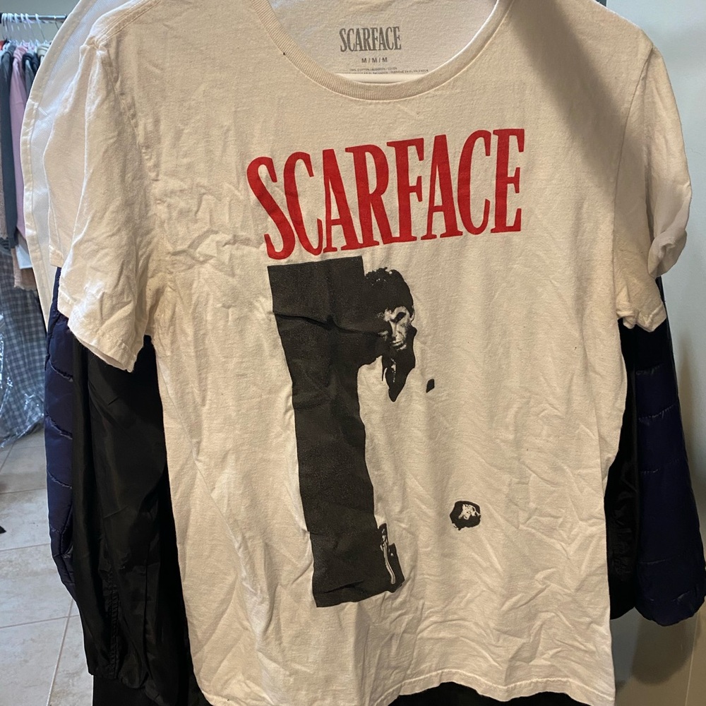 Scarface Graphic Tee - White with Red & Black Print